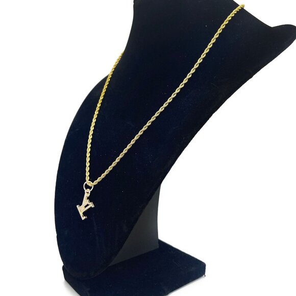 Authentic Louis Vuitton LV Monogram Charm Pendant Necklace Gold Plated Chain - Picture 3 of 9